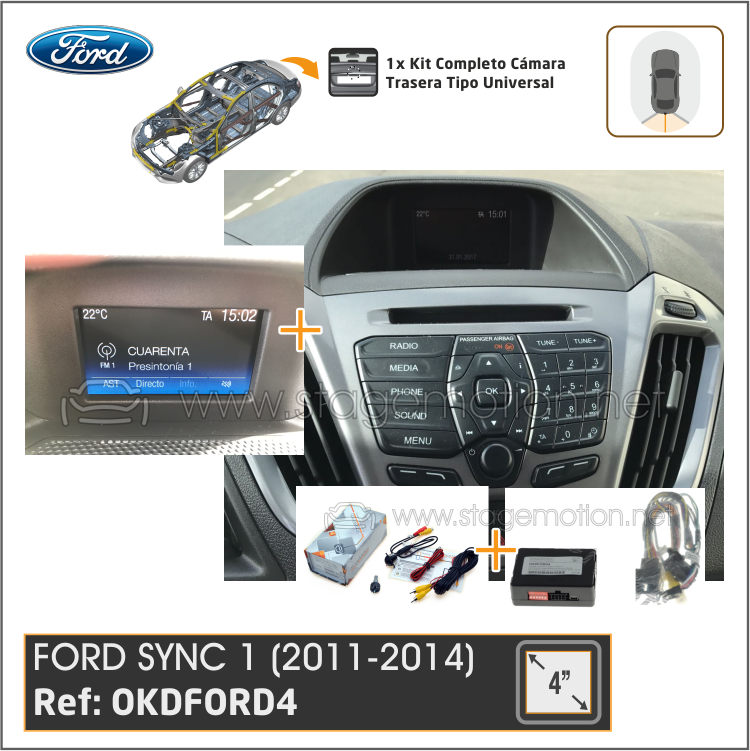 Kit RVC FORD SYNC-1 Pantalla Color de 4" (2011-2015)