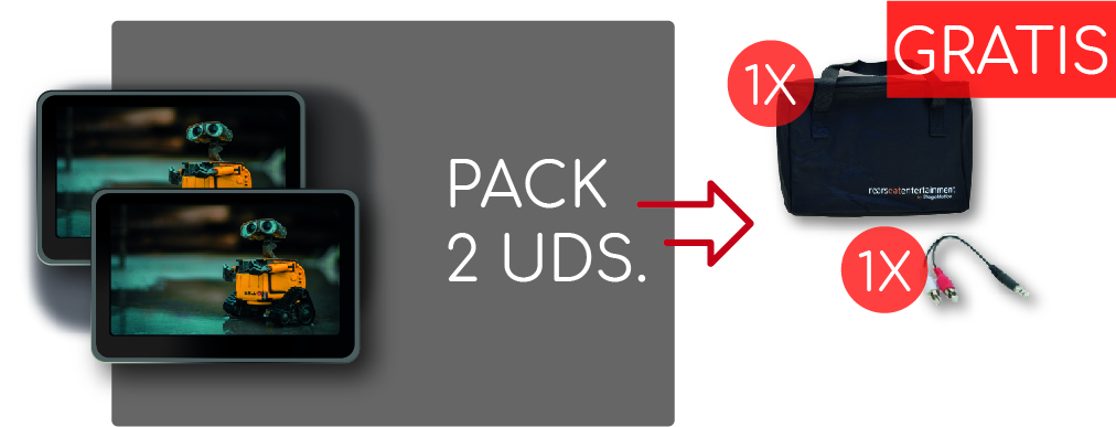 Pack 2x Pantallas RSE 10.1' HD DVD/USB/SD/IR/FM + Jack + Bolsa de transporte (v.2020)