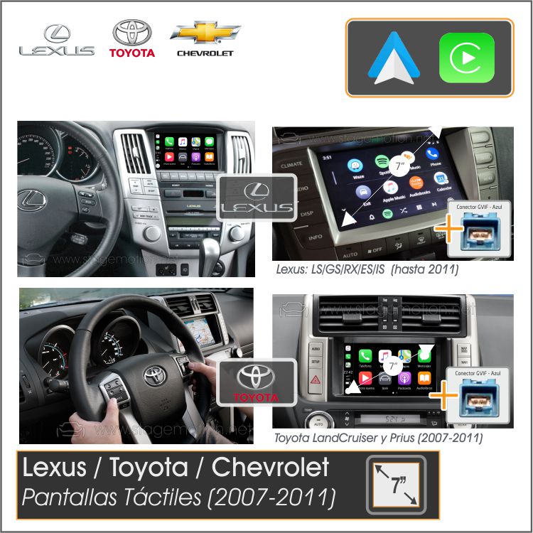 Kit Universal Lexus/Toyota (2007-2011) Car-Play + Android Auto + USB + Visión 180º