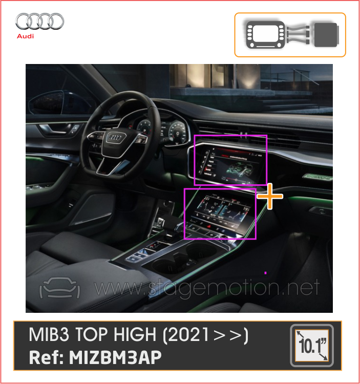 Interface Cámaras/Vídeo AUX Audi MIB3 TOP PREMIUN 10.1&quot;/8.8&quot; (A6/A7/A8/Q7/Q8/A1/Q3 desde 2021)