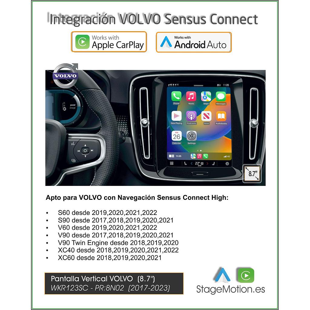 Kit Car-Play/Android Wireless + USB + Cámaras Visión 180º VOLVO PR: 8N02 (Pantalla Vertical 8.7&quot;)
