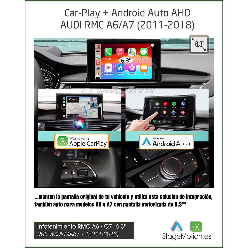 Kit Plus AUDI RMC 6,5&quot; A6-A7 (4G) Car-Play/AndroidAuto Wireless + Mirror-Link + USB + Visión 180º