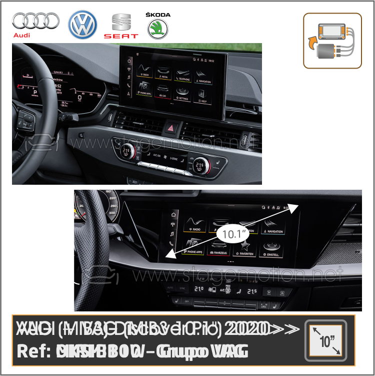 Interface Cámaras/Vídeo AUX Audi MIB2P+MIB3 TOP HIGH (2019&gt;&gt;) * Sólo 1 Pantalla 10,1&quot;