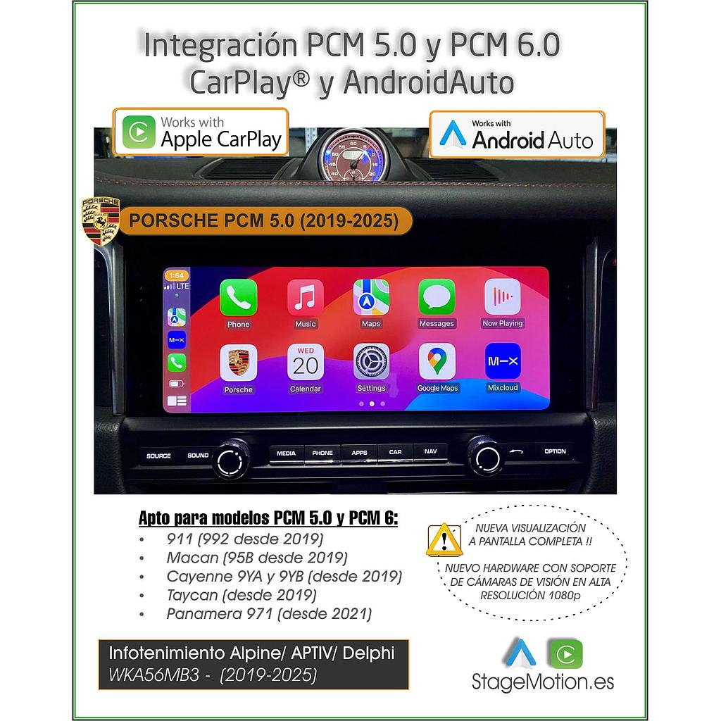 Kit Wireless Car-Play + Android Auto + Visión AHD AUDI MIB3 10&quot;/13&quot; y PORSCHE PCM 5.0/6.0 (2018-2025)