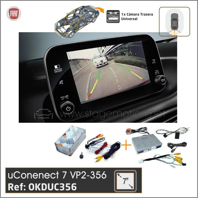 Kit RVC para FIAT TIPO Uconnect7 (con Unidad 1-DIN trasera)