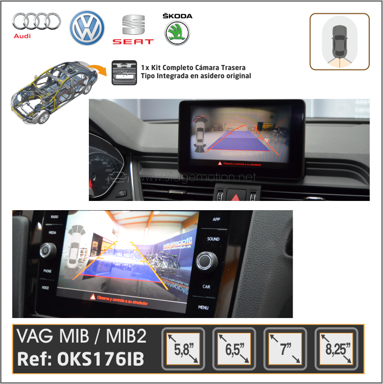 Kit RVC AHD Integrado MIB2 Audi/VW/Seat/Skoda 5,8"/6,5"/7"/8,25"/9,2"