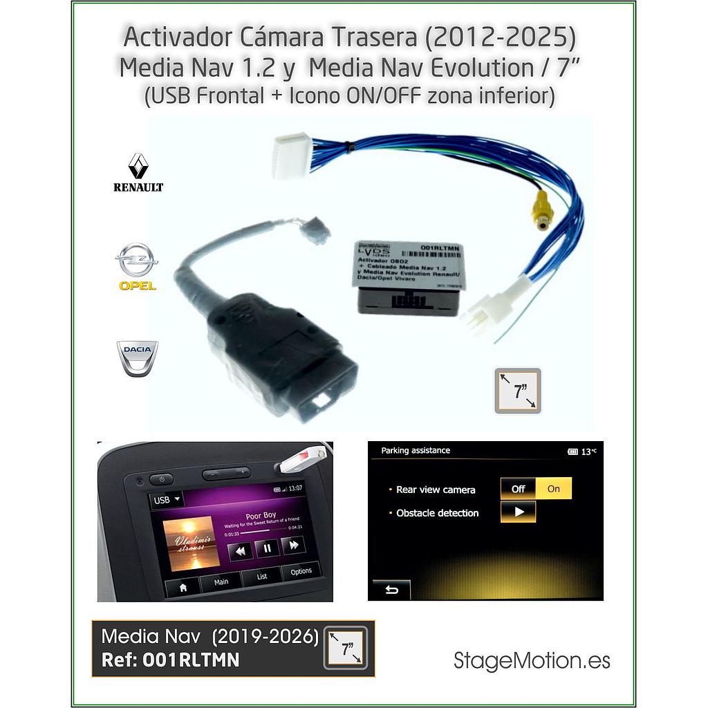 Activador OBD2 + Cableado Media Nav 1/ 2/ Nav Evolution Renault/Dacia/Opel Vivaro (7")