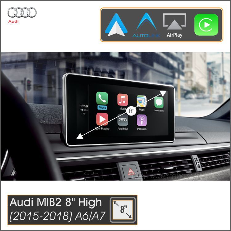 Kit Plus Audi MIB2 (8&quot; A6/A7/A8 2015-2018) Car-Play Wireless + Android Auto + Mirror-Link + USB + Visión 180º