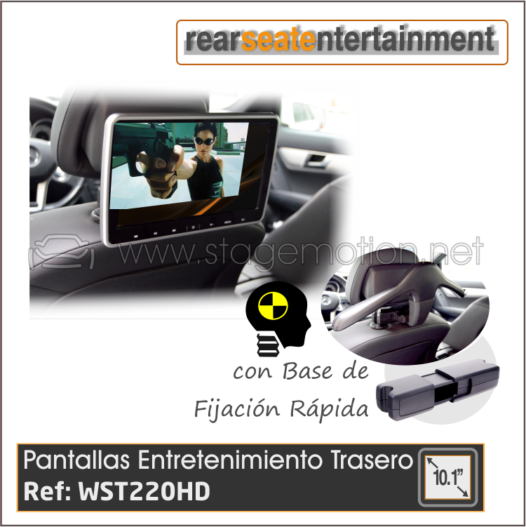 Pantalla Entretenimiento RSE 10.1' HD DVD/USB/SD/IR/FM (v.2020 Táctil)