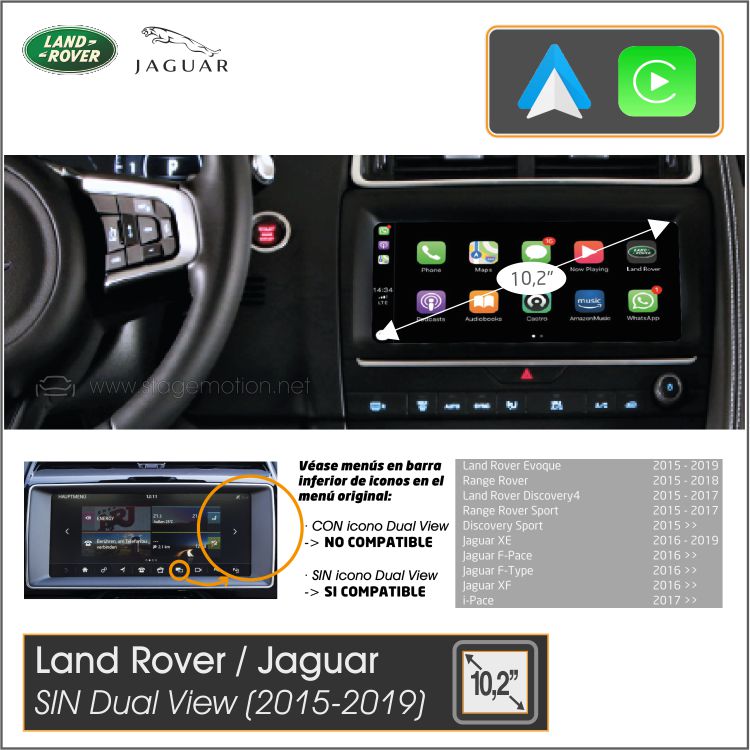 Kit Car-Play Wireless + AndroidAuto + USB LandRover / Jaguar InTouch PRO 10,2&quot; (desde 2015 hasta 2019)