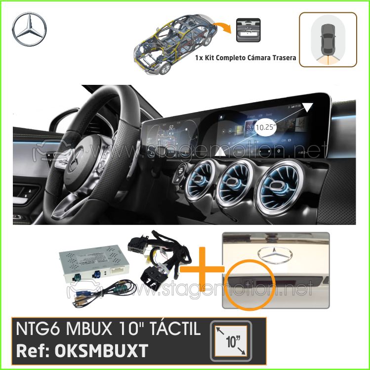 Kit RVC Integrado NTG6 10"/8"/7" High MBUX Mercedes-Benz *Alta Definición AHD