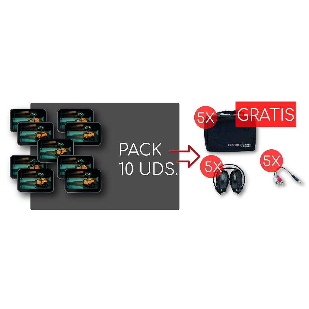 Pack 10x Pantallas RSE 10.1' HD DVD/USB/SD/IR/FM + Jack + Auricular + Bolsa de Transporte (v.2020)