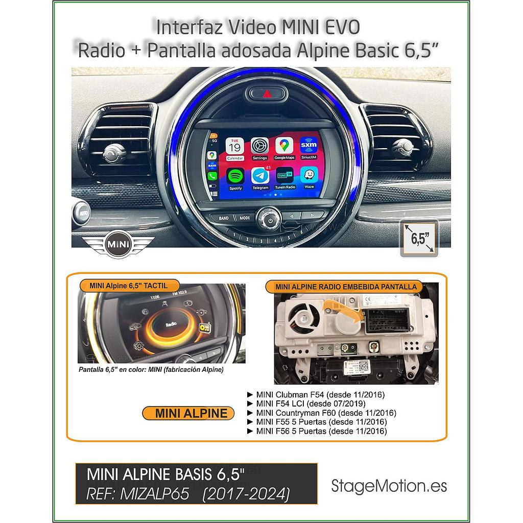 Interface Cámara Trasera MINI EVO Radio Alpine Basic 6,5" Pantalla + Radio, todo en 1