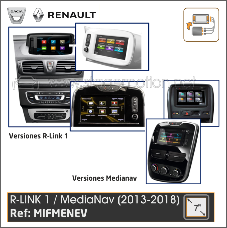 Interface Cámaras + Vídeo para Renault/Dacia/Smart/Fiat/Opel - R-LINK 1
