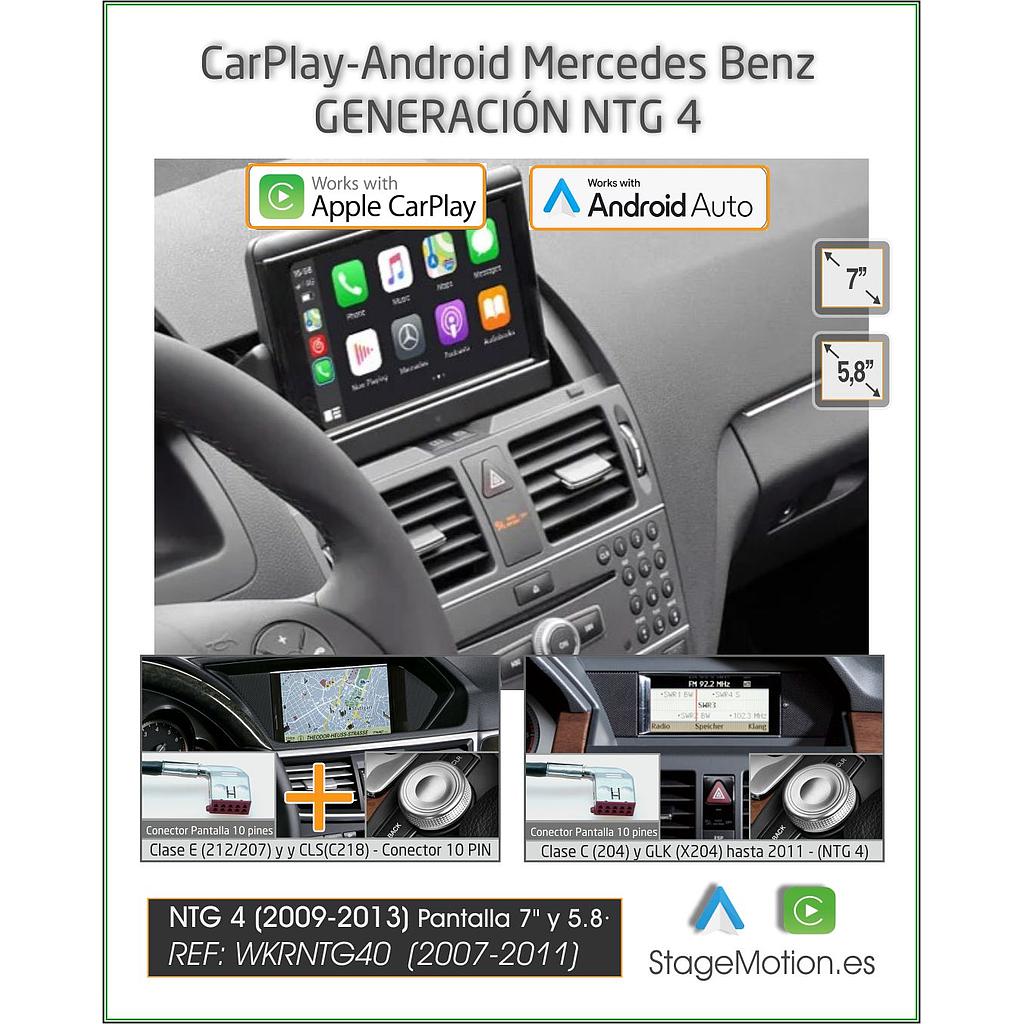 Kit Wireless Car-Play + Android Auto + Mirror-Link + USB + Puerto Cámara Visión Mercedes NTG4 (2007-2011) 5.8&quot; / 7&quot;