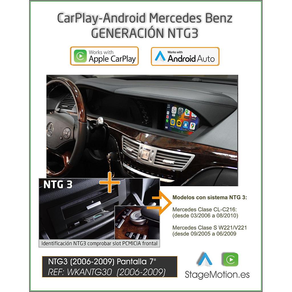 Kit Wireless Car-Play + Android Auto + Mirror-Link + USB + Puerto Cámara Visión Mercedes NTG3 (2006-2009)