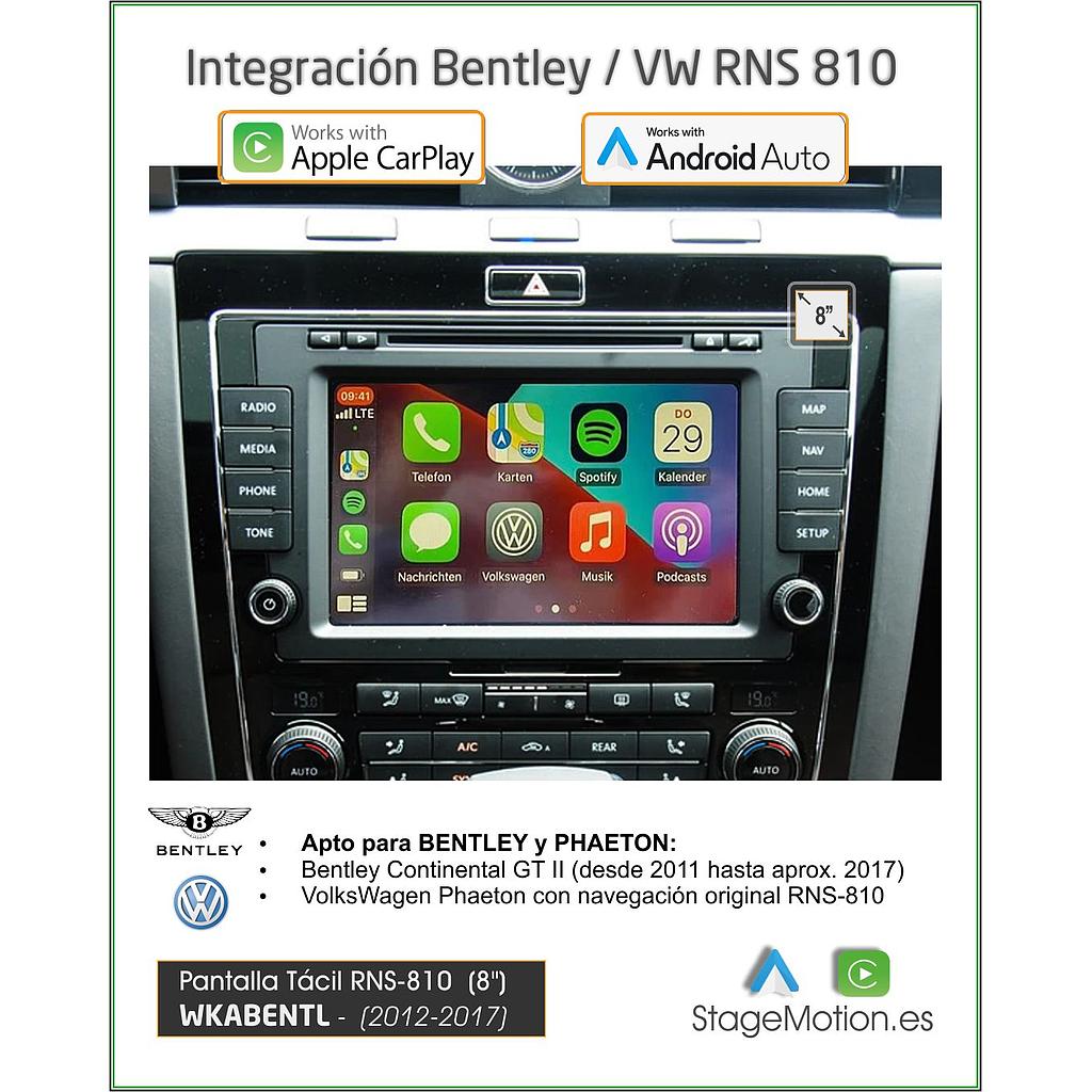 Kit Wireless Car-Play + Android Auto + USB Media + Visión 180º Bentley Continental/VW Phaethon RNS-810 (2012-2017)