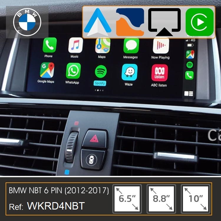 Kit Plus BMW-MINI (NBT IDE4) Car-Play Wireless + Android Auto + Mirror-Link + USB + Visión 180º (7&quot;/8.8&quot;/10&quot;/10.25&quot;)