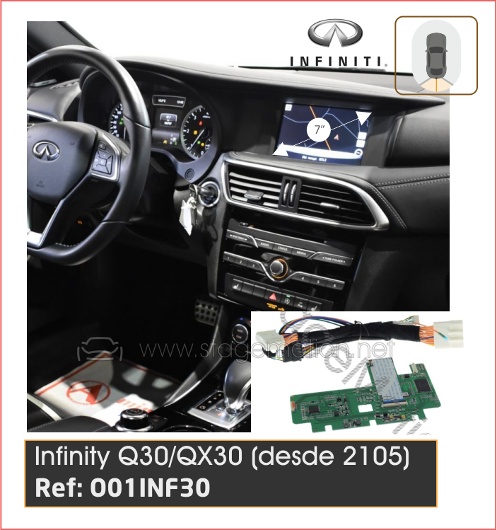 Interfaz Cámara Trasera Infiniti QX30 y Q30 (Pantalla 7&quot; Táctil)