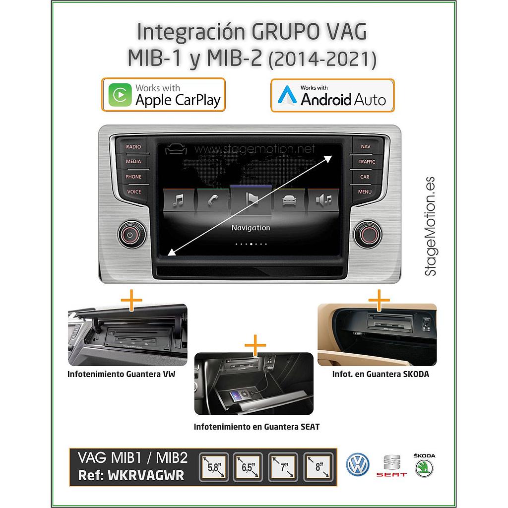 Kit Plus VAG (MIB1/MIB2) Car-Play / Android Auto Wireless + Mirror-Link + USB + Visión 180º