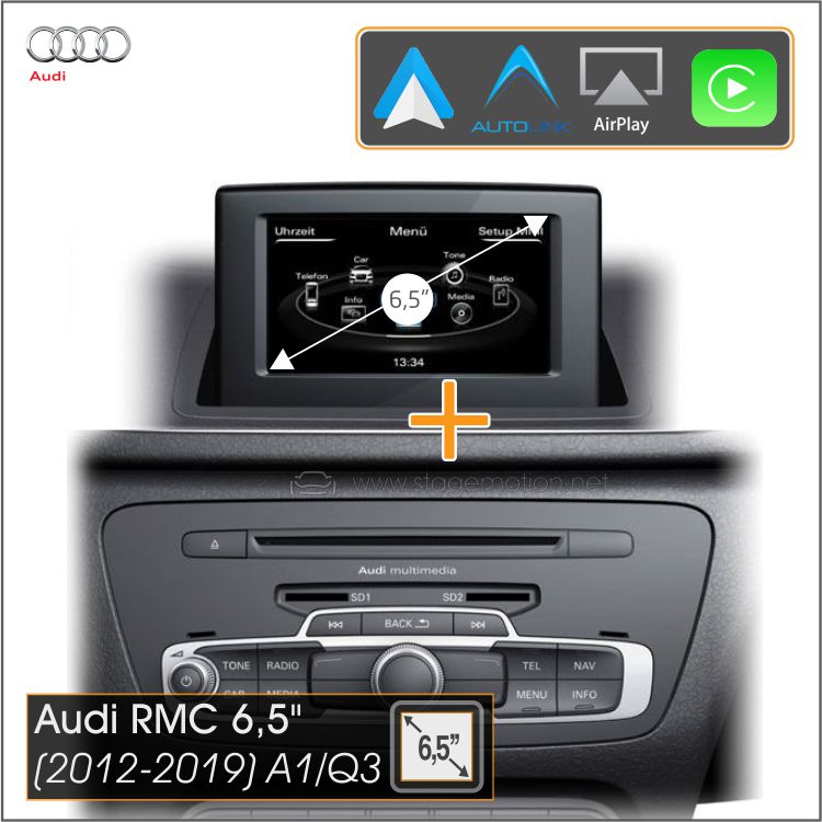 Kit Plus Audi RMC Audi A1(8X)/Q3(8U) Car-Play/AndroidAuto Wireless + Mirror-Link + USB + Visión 180º