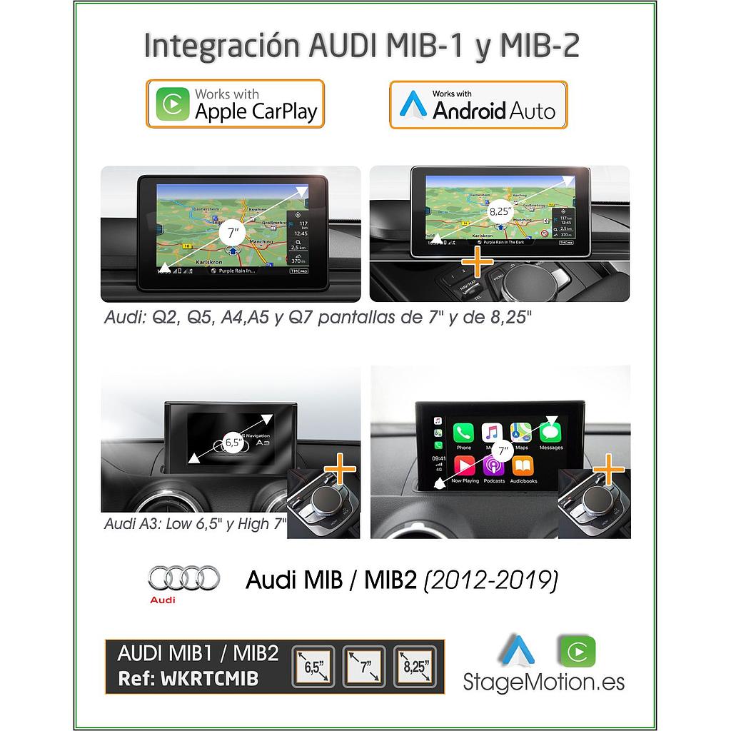 Kit Plus Audi MIB/MIB2 (Q2/A3/A4/A5/Q5 2014-2019) Car-Play/AndroidAuto Wireless + Mirror-Link + USB + Visión 180º