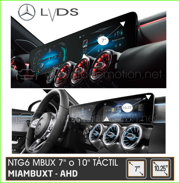 Interface AHD Cámaras Visión y Vídeo AUX MBUX NTG6 Táctil 10,2" / 7" / 8"