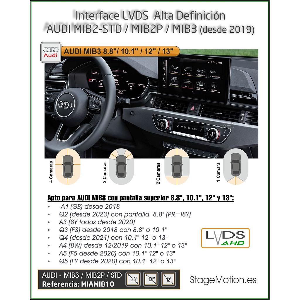 Interface AHD Cámaras/Vídeo AUX Audi MIB2P+MIB3 (2019>>) * Pantallas 8.8"/10,1"/12"