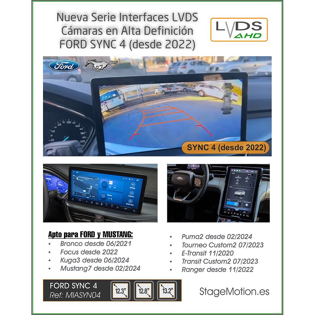 Interface AHD Vídeo Aux + Cámaras Visión FORD SYNC4 12.3&quot; / 12.8&quot; / 13,2&quot;
