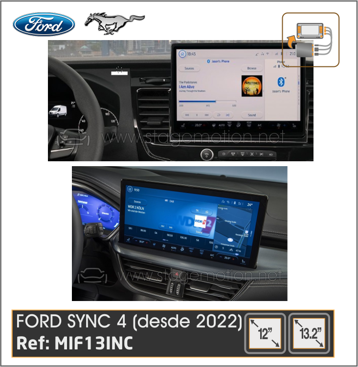 Interface Vídeo Aux + Cámaras Visión FORD SYNC4 12&quot; / 13,2&quot;