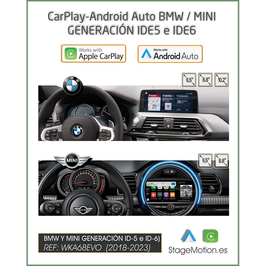 Kit Car-Play/Android Wireless + Reproductor USB + Visión Cámaras AHD BMW/MINI IDE 5/6 Pantallas 6,5"/8.8"/10"