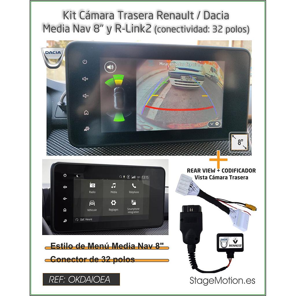 Kit Cámara Trasera Renault R-Link2/Dacia MediaNAV 8" 32 polos