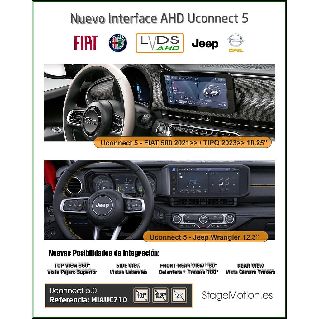 Interface AHD Vídeo Uconnect5 10.1" / 12.3" (Pantalla Separada R1 EXT ER) FIAT/Jeep/AlfaRomeo