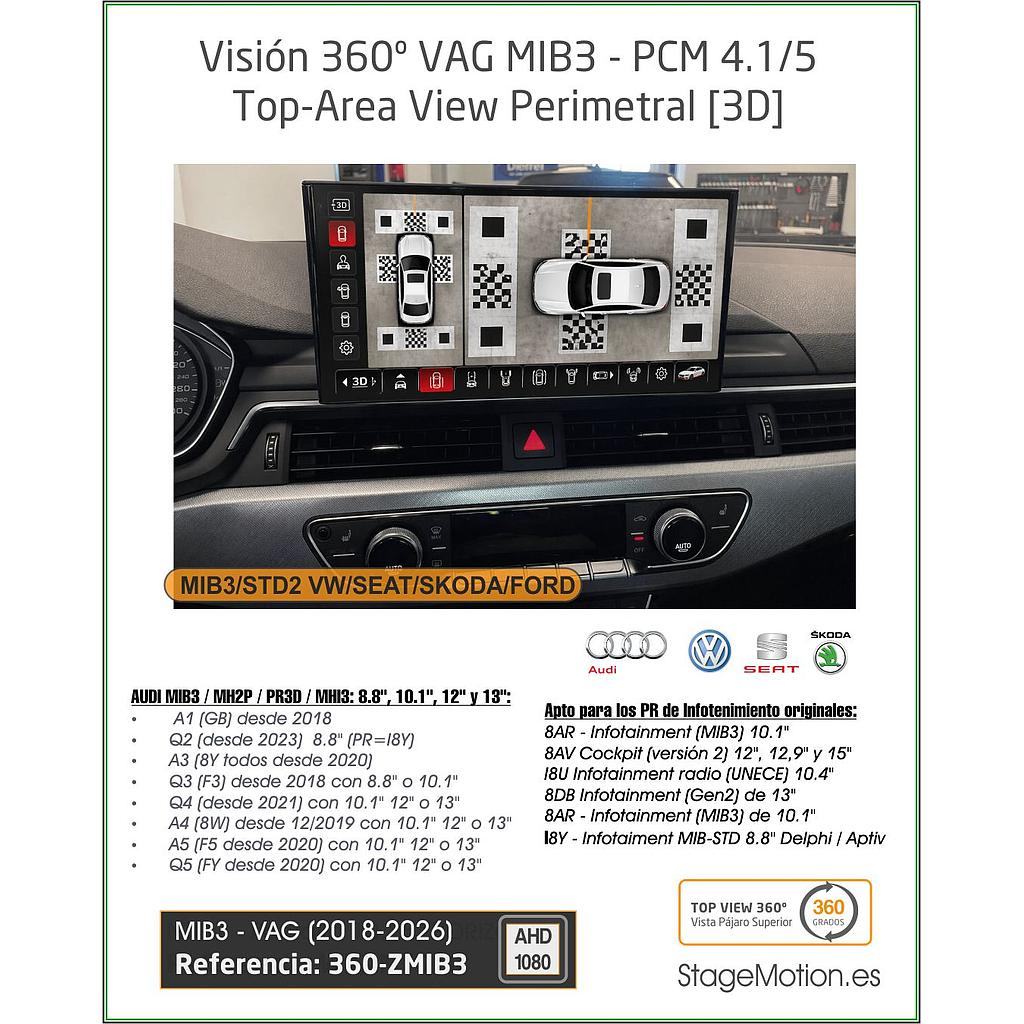 Kit Top-View 360 + Interface AHD - MIB3/STD2 VW/SEAT/SKODA/FORD (2018-2025)