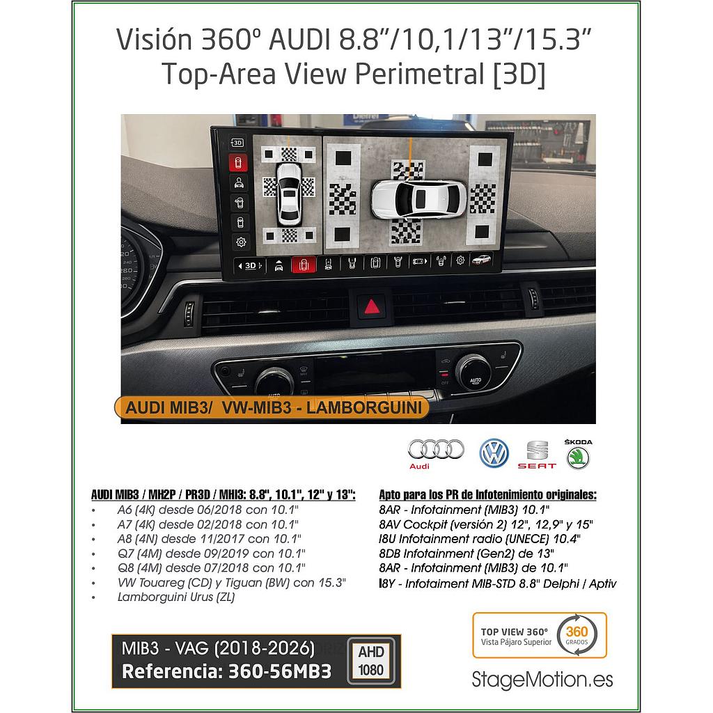 Kit Top-View 360 + Interface AHD AUDI (MIB3) &amp; PCM 5.0/6.0 (2018-2025)