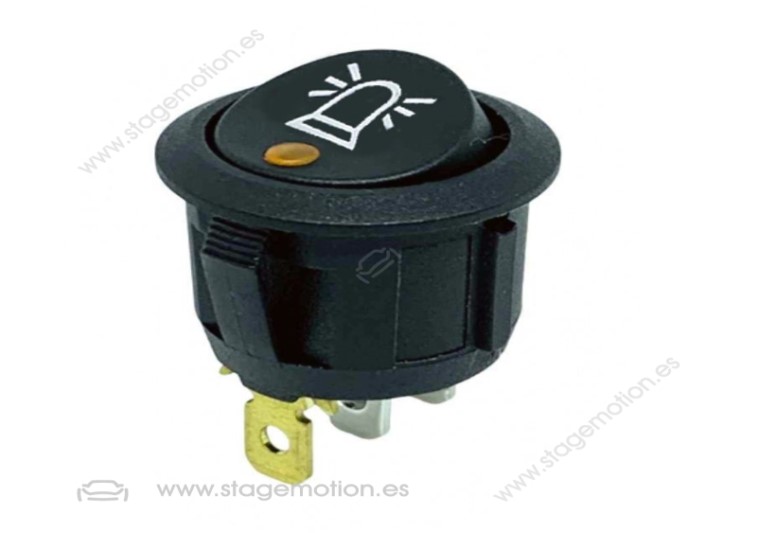 Interruptor de luz de advertencia, 1x Encendido/Apagado, LED naranja/amarillo (12-24 voltios CC)