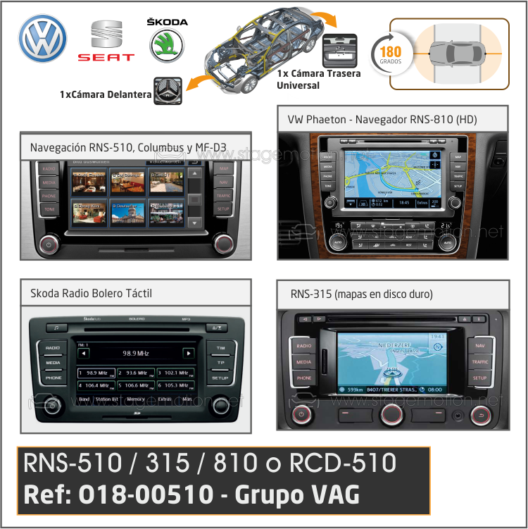 Kit 180º Visión VW/SEAT/SKODA (RNS-510 /315 /810 y RCD-510)