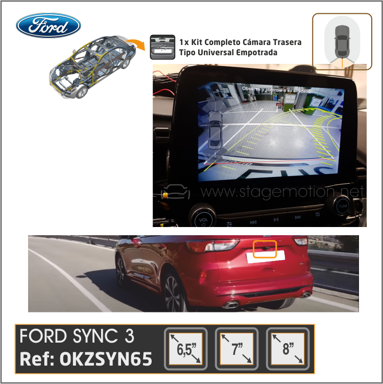 Kit RVC Integrado FORD SYNC-2.5 y SYNC-3 (Pantallas 6,5&quot; / 8&quot;) - Versiones R5, 2X y 3X