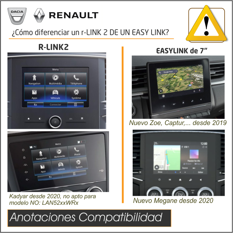 Interface Video Aux + Cámaras Renault EasyLink 7"/9.3" (desde 2020)