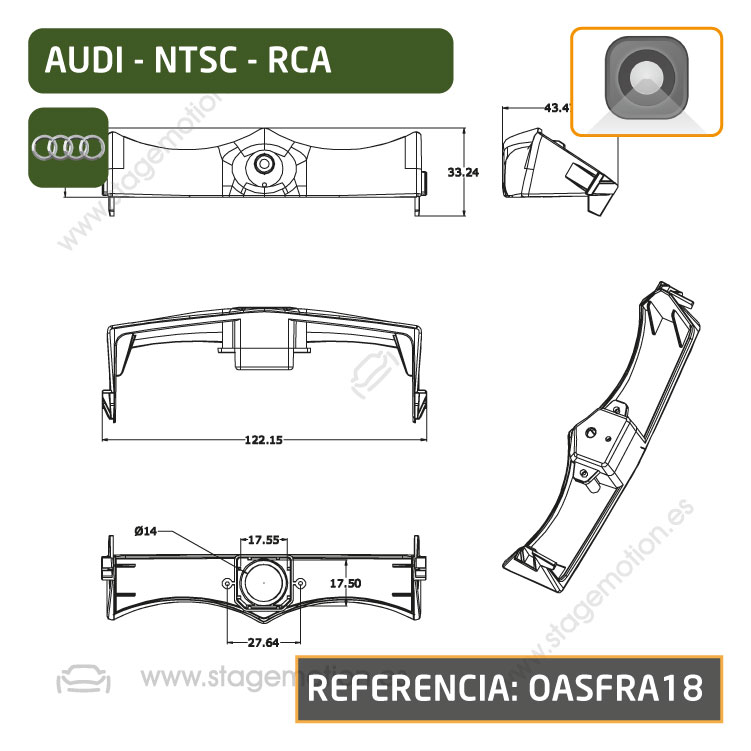 Cámara Frontal Específica RCA Audi A5 (F5 2016-2020)