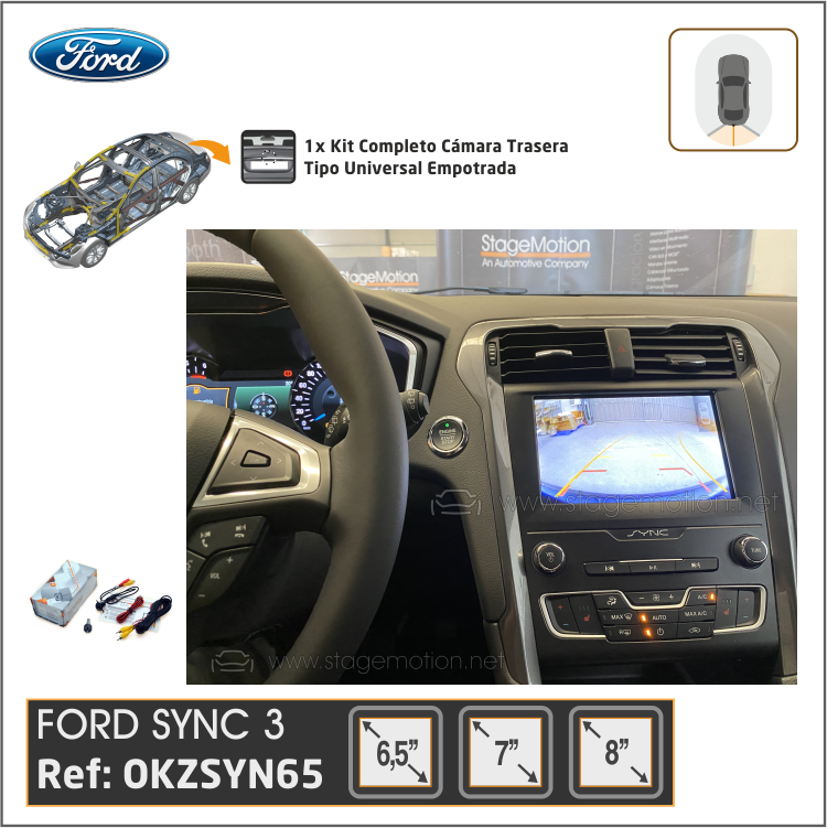 Kit RVC Integrado FORD SYNC-2.5 y SYNC-3 (Pantallas 6,5" / 8") - Versiónes R5, 2X y 3X