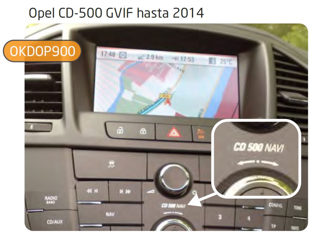 Kit RVC Integrado Opel DVD-500/600/650/800/900/950 (5' y 7', color) (hasta 2015)