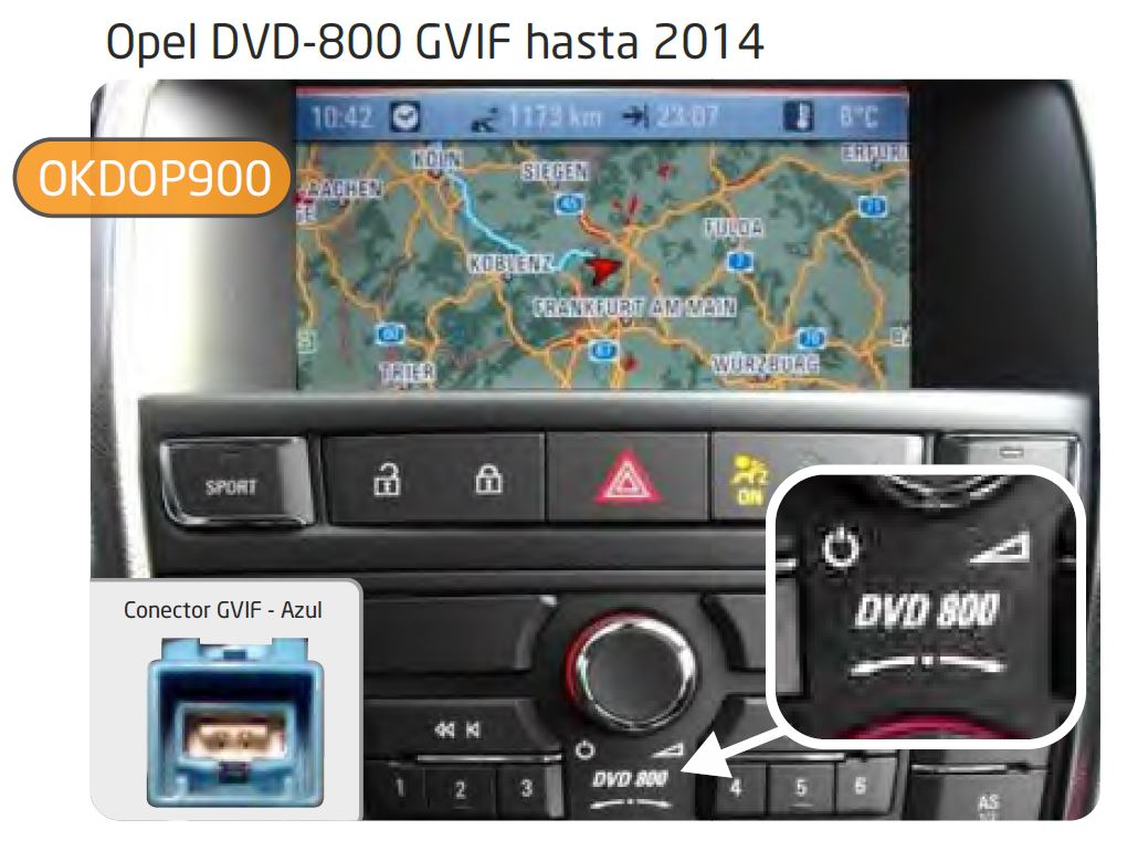 Kit RVC Integrado Opel DVD-500/600/650/800/900/950 (5' y 7', color) (hasta 2015)