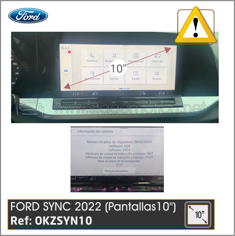 Kit RVC Integrado FORD SYNC 2022 (Pantallas 10")