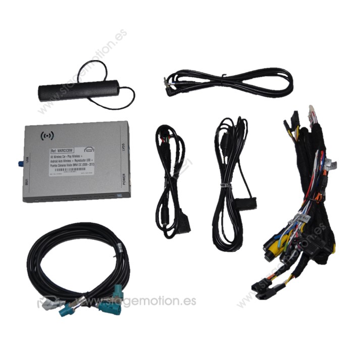 Kit Wireless Car-Play Wireless + Android Auto Wireless + Reproductor USB + Puertos Cámaras Visión BMW CIC (2009-2012)