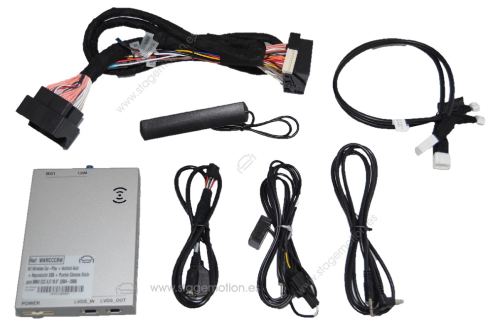 Kit Wireless Car-Play + Android Auto + Reproductor USB + Puertos Cámaras Visión para BMW CCC 6,5"/8" (2004-2008)