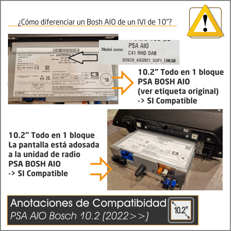 Interface AHD Video AIO BOSH + AHD Cámara Peugeot/Citroën/DS/OPEL/FIAT 10.25" *Radio y pantalla en la misma unidad