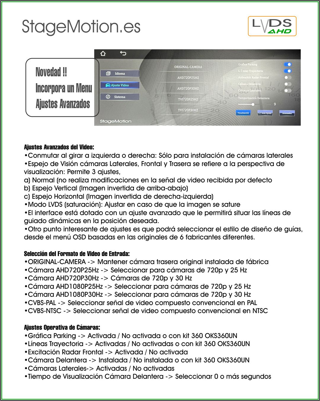 Interface AHD Cámaras/Vídeo AUX Audi MIB2P+MIB3 (2019>>) * Pantallas 8.8"/10,1"/12"