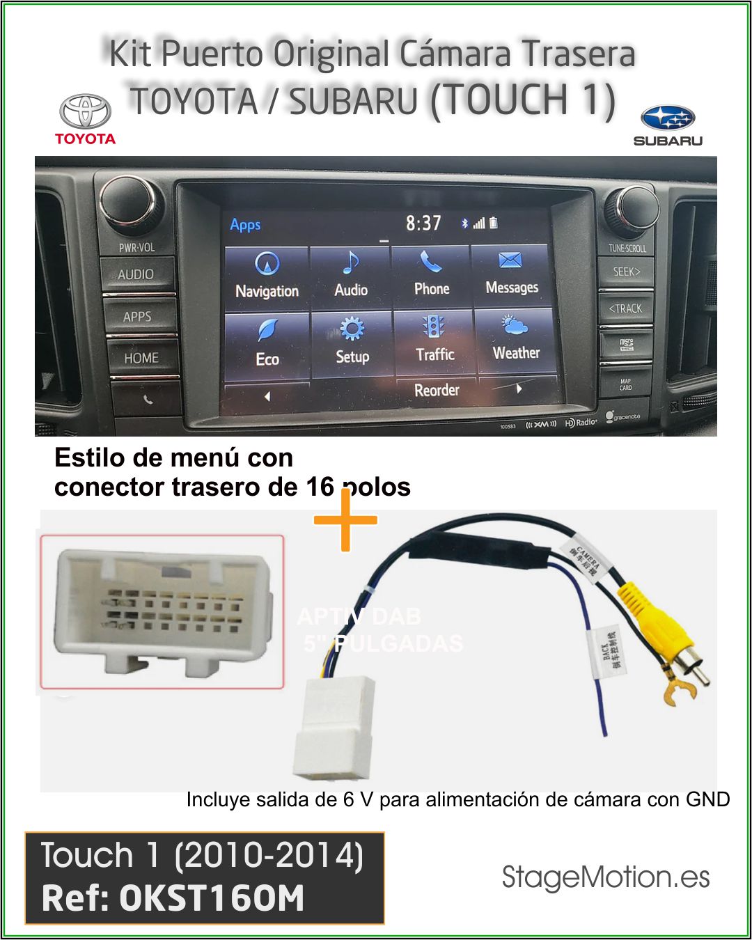 Kit RVC Integrado Toyota Touch and Go 1 Systems (2010-2014) y Subaru (2012-2015)
