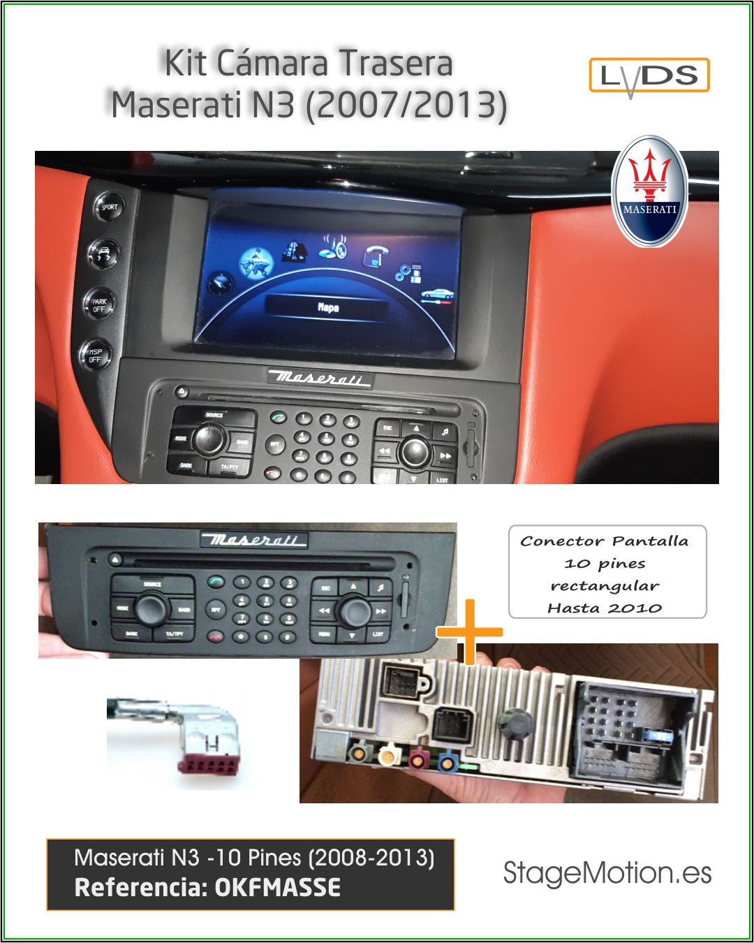 Kit RVC Integrado Maserati y Bentley Continental GT>>2010 (Blaukpunt 18 polos)